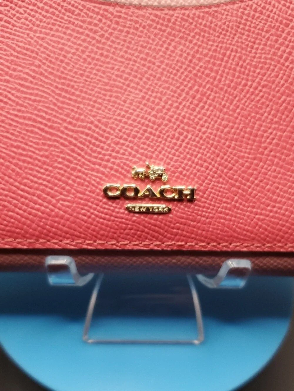 Coach Pink Two-Tone With Red Zip-Around Wallet